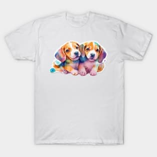 Beagle Buddies: Watercolor Puppy Love T-Shirt